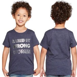 CAT & JACK Metallic Print Raised By Strong Women Cap Tee Indigo Blue Boy 10-12Y